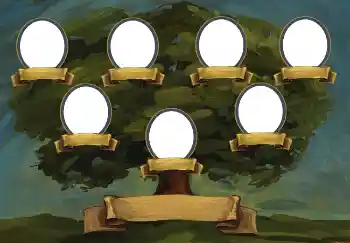 Фотоэффект с категории Дерево семьи № 2481. Надпись на рамке: Это Я. Папа. Мама. Бабушка. Дедушка.