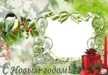 Фотоэффект из категории Открытки на Новый Год № 3317. Надпись на рамке: С Новым Годом!