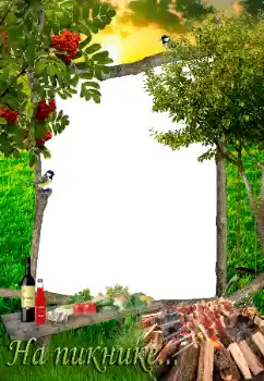 Надпись на рамке: На пикнике...